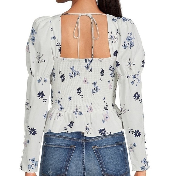 ⭐️NWT,WAYF Gathered Bustier,Floral Sweetheart Neck,Puffed Sleeve,RuchedMSRP $128 - Picture 3 of 8